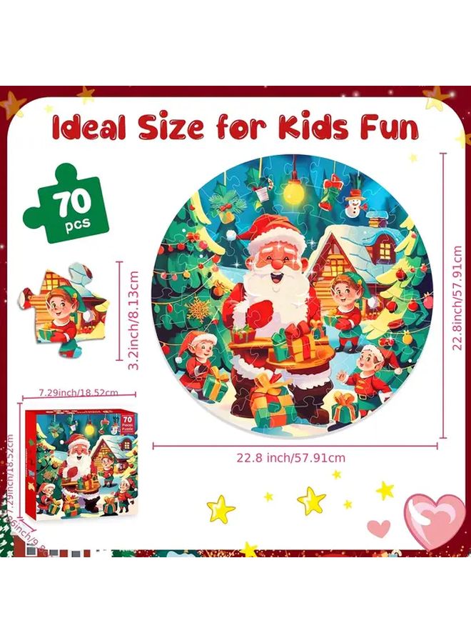 Christmas Puzzle One Box Giant 72 Pcs Round Floor Puzzle For Kids Family Activity - Image 2